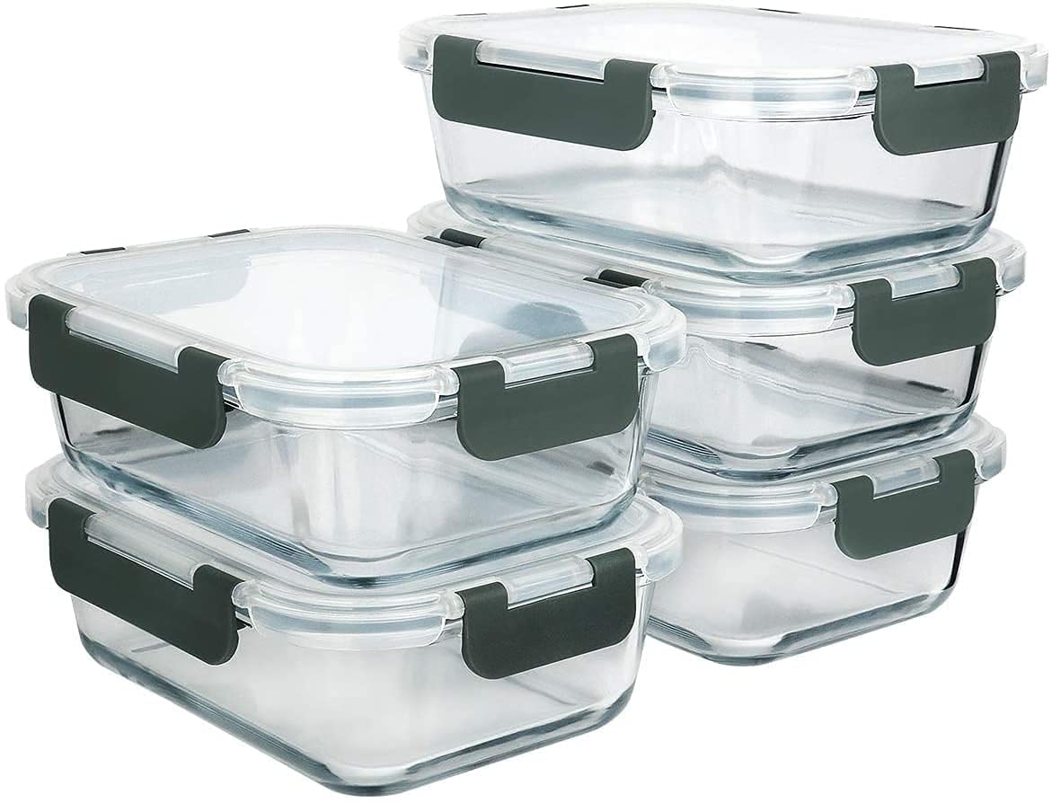 Glass Storage Bowl Borosilicate Square Glass Food Storage Containers Microwave and Oven Safe with Air Vent Lids- Set of 3-320ml, 520ml, 800ml (Pack of 3, Clear)