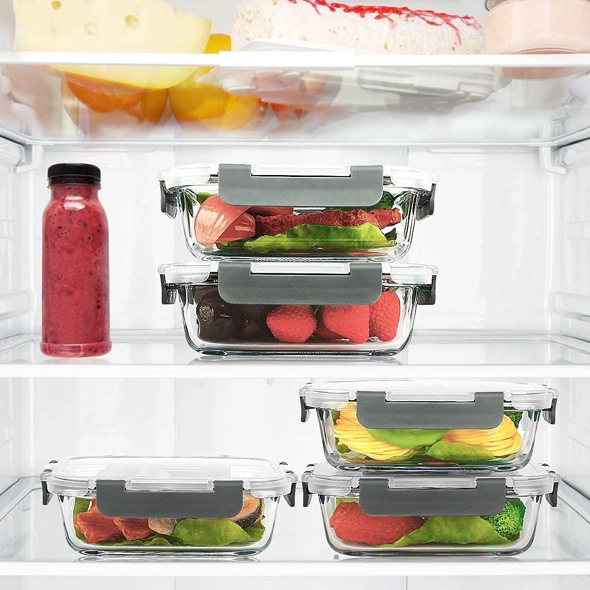 Glass Storage Bowl Borosilicate Square Glass Food Storage Containers Microwave and Oven Safe with Air Vent Lids- Set of 3-320ml, 520ml, 800ml (Pack of 3, Clear)