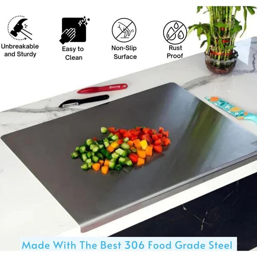 Counter Top Chopping Board Stainless Steel Cutting Board  (Steel Pack of 1 Dishwasher Safe)