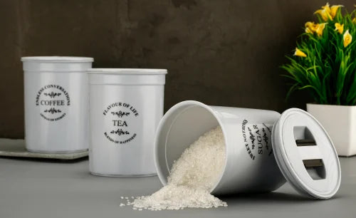 Tea Coffee And Sugar Container (Grey)