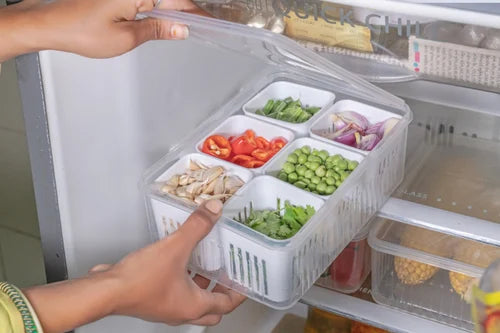 Plastic Fridge Container - 6 compartments