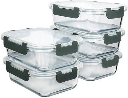 Glass Storage Bowl Borosilicate Square Glass Food Storage Containers Microwave and Oven Safe with Air Vent Lids- Set of 3-320ml, 520ml, 800ml  (Pack of 3, Clear)