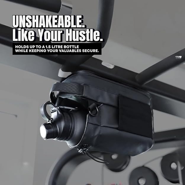 Magnetic Gym Bottle Holder Bag with Storage Pockets and Zippered Compartments