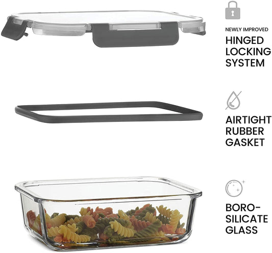 Glass Storage Bowl Borosilicate Square Glass Food Storage Containers Microwave and Oven Safe with Air Vent Lids- Set of 3-320ml, 520ml, 800ml  (Pack of 3, Clear)