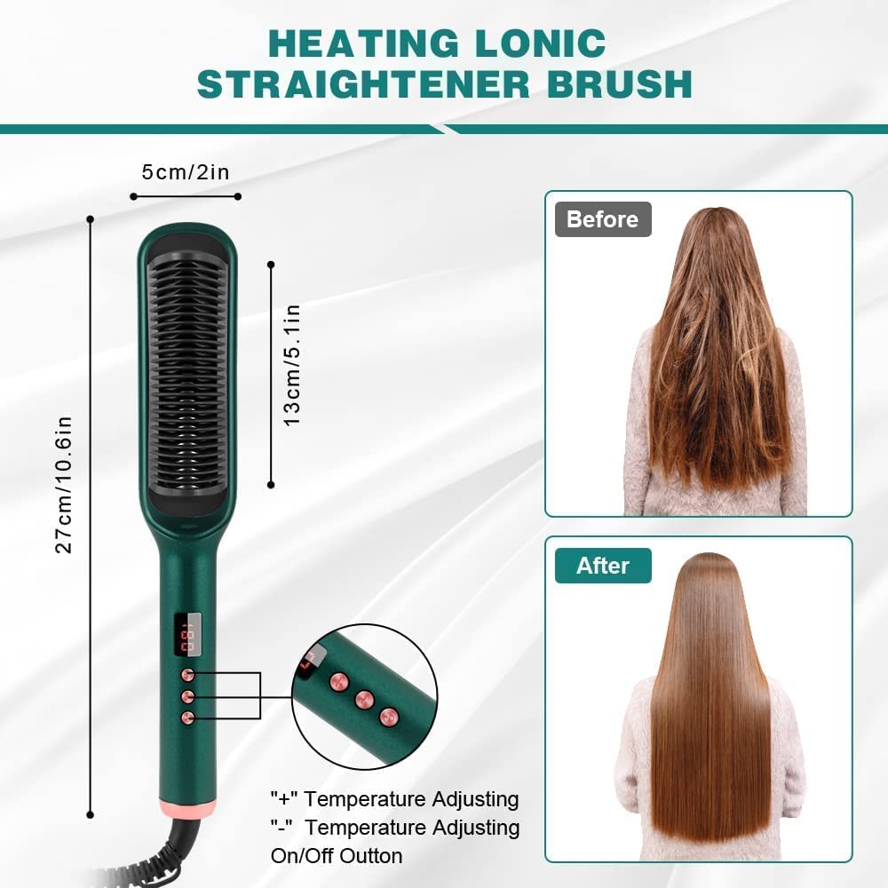 Hair Straightening Iron Built with Comb