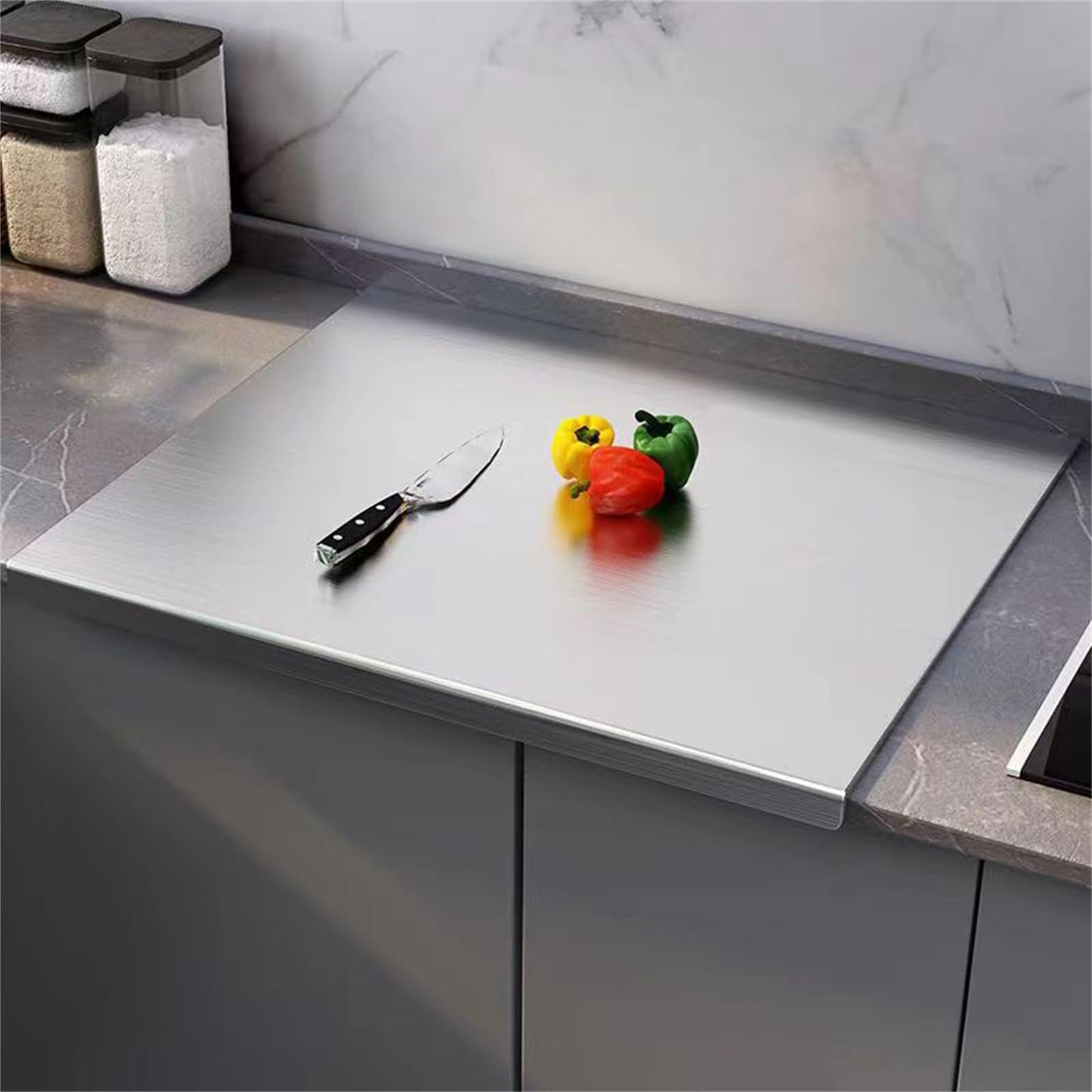 Counter Top Chopping Board Stainless Steel Cutting Board  (Steel Pack of 1 Dishwasher Safe)