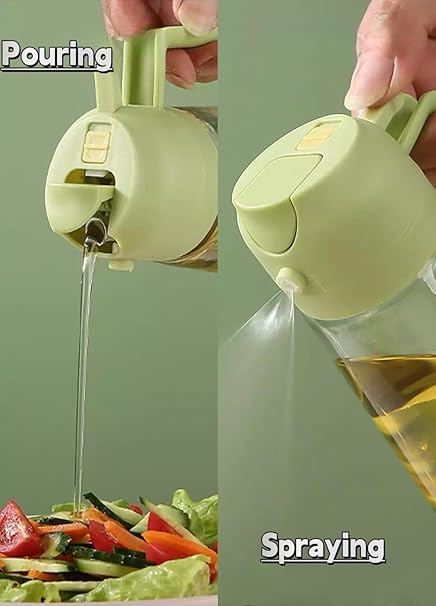 ECOMNEST Oil Dispenser Bottle for Kitchen - 2 in 1  Oil Dispenser and Oil Sprayer - 470ml Oil Bottle - Oil Sprayer for Cooking, Kitchen, Salad, Barbecue