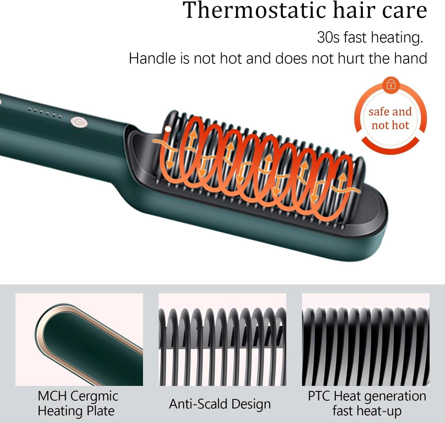 Hair Straightening Iron Built with Comb