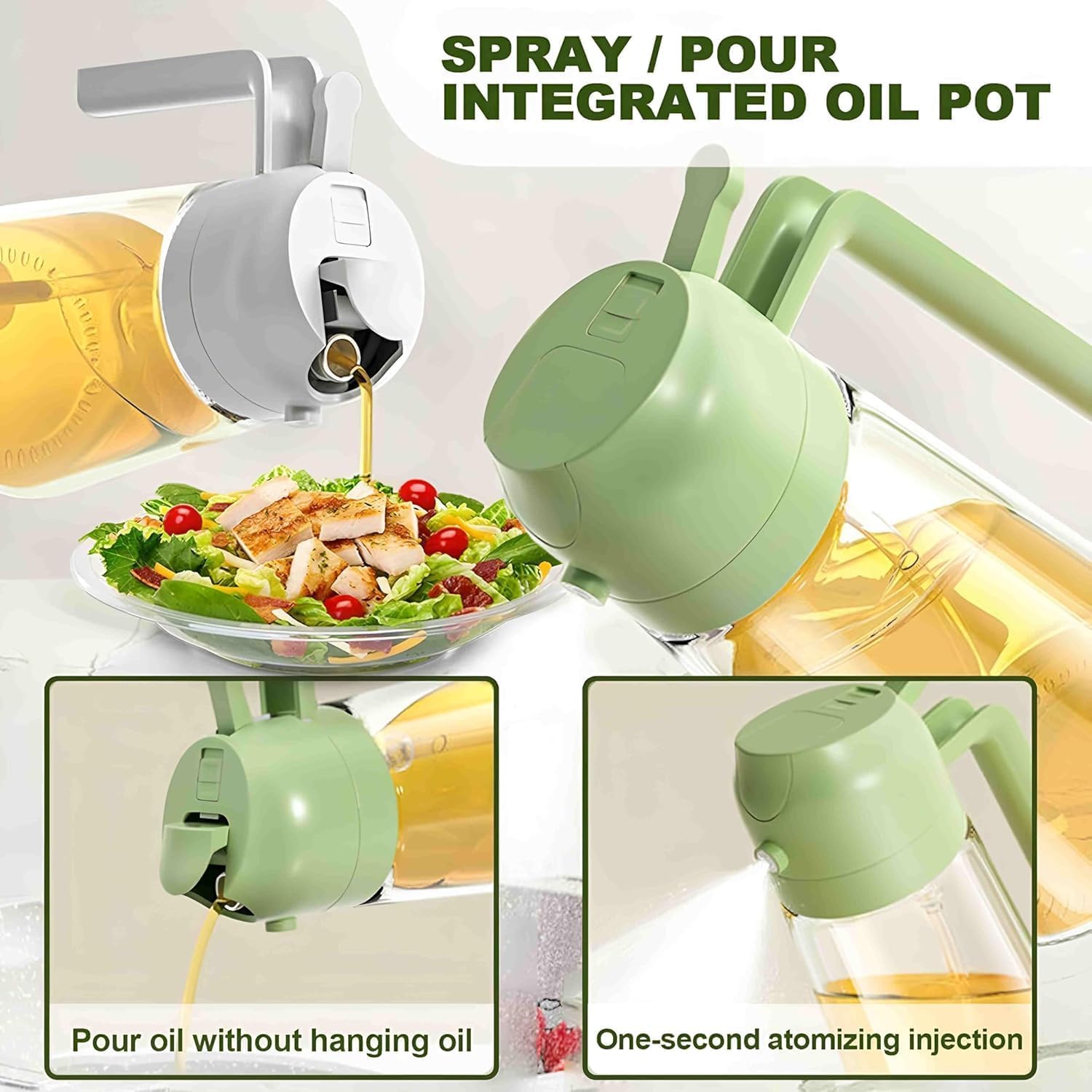 ECOMNEST Oil Dispenser Bottle for Kitchen - 2 in 1  Oil Dispenser and Oil Sprayer - 470ml Oil Bottle - Oil Sprayer for Cooking, Kitchen, Salad, Barbecue