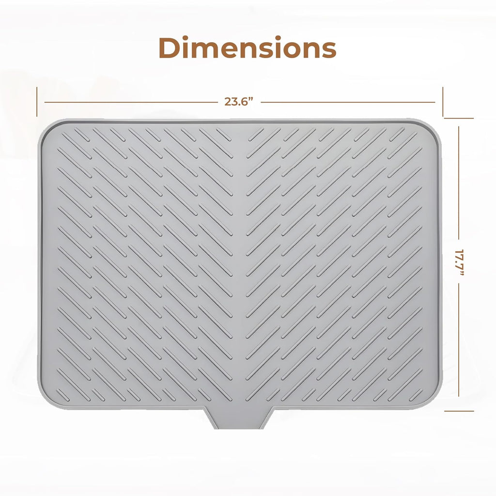 Silicone Dish Drying Mat for Kitchen , 23 X 17 Inches (Grey)