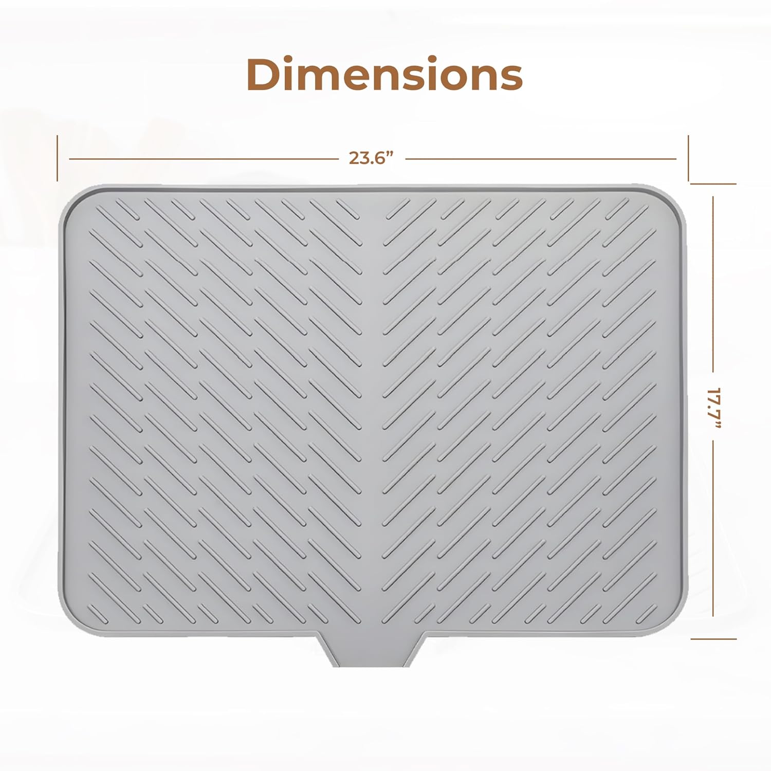 Silicone Dish Drying Mat for Kitchen , 23 X 17 Inches (Grey)