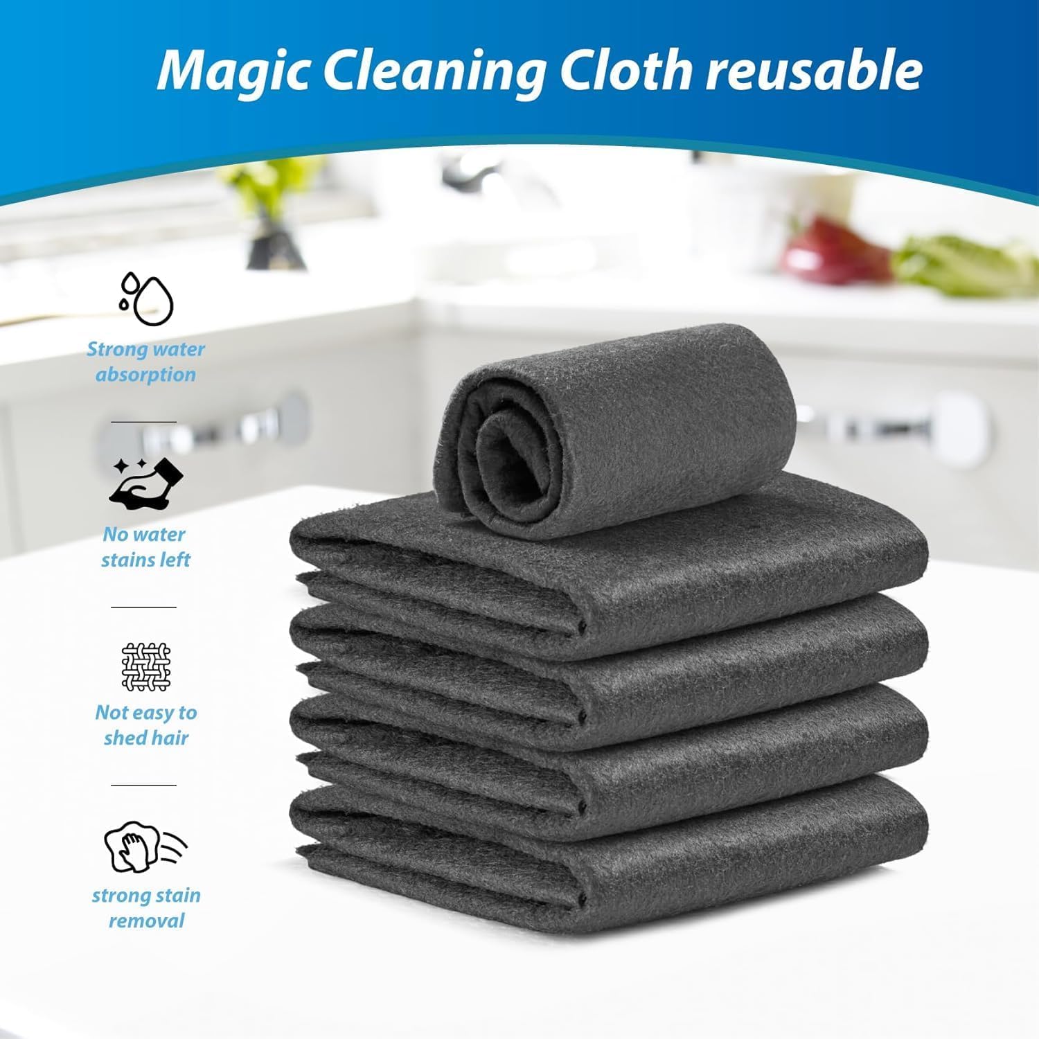 Thickened Magic Cleaning Cloth – Reusable Microfiber Cloth, Lint-Free & Streak-Free Multipurpose Towel for Glass, Car, Window, Kitchen & Home Cleaning (30x30 CM)(Pack of 5)