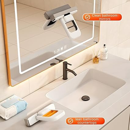 Ecomnest 's Portable Sponge Head for Bathroom Mirrors, Glass, Countertops & Kitchen
