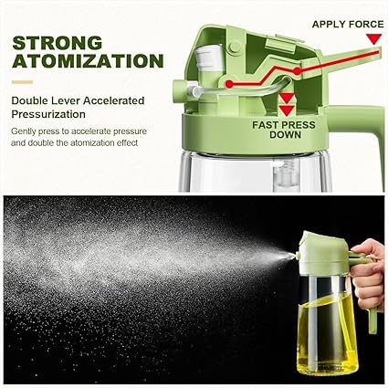 ECOMNEST Oil Dispenser Bottle for Kitchen - 2 in 1  Oil Dispenser and Oil Sprayer - 470ml Oil Bottle - Oil Sprayer for Cooking, Kitchen, Salad, Barbecue