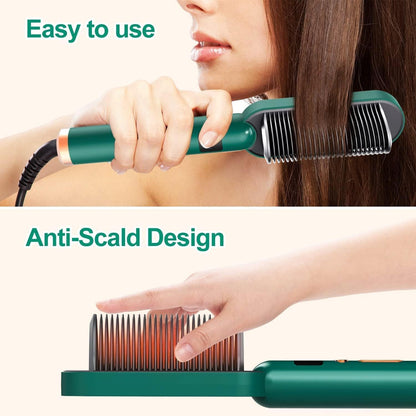 Hair Straightening Iron Built with Comb