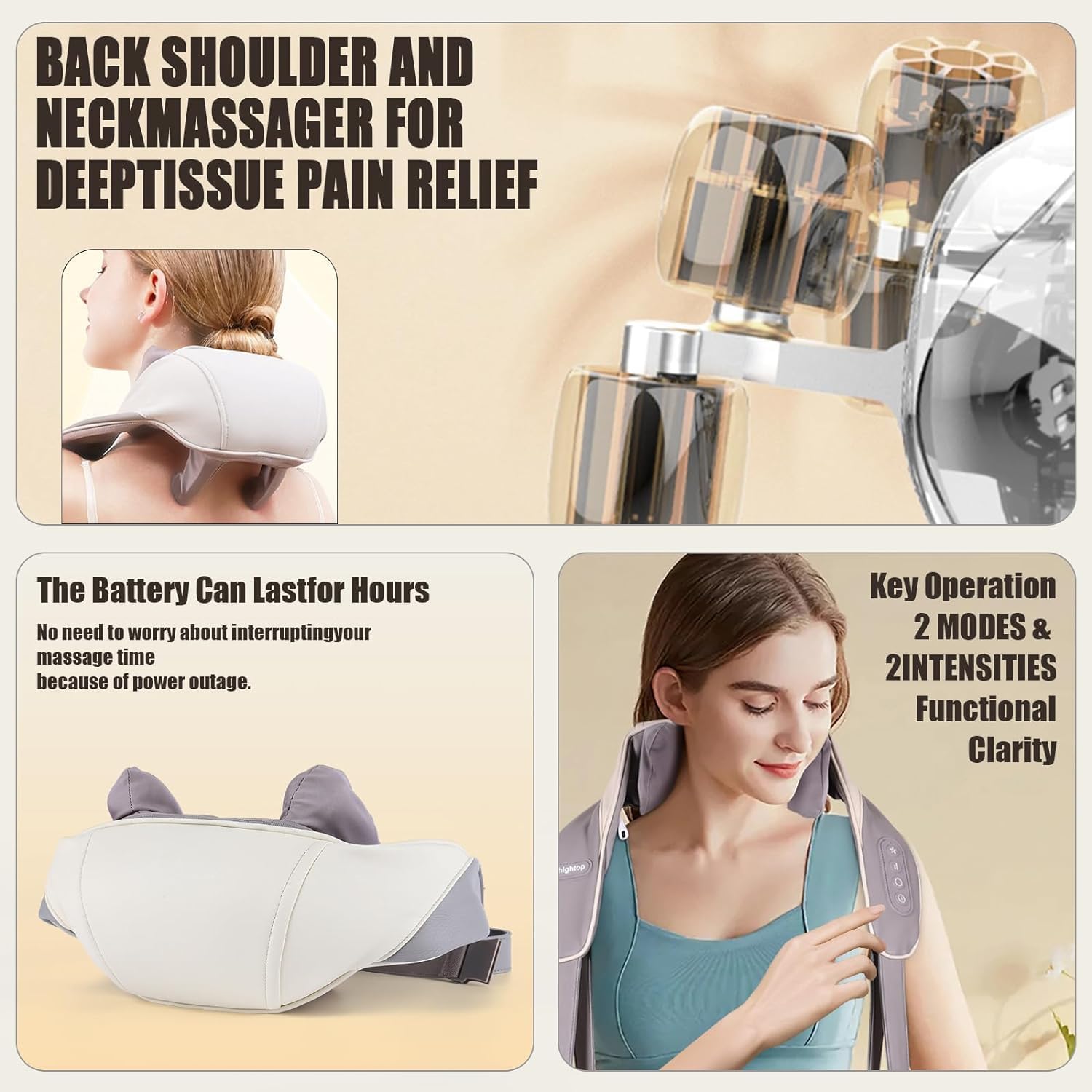 Neck Massager for Cervical Pain Relief / Electric Deep Tissue Shiatsu with Infrared Heat Therapy 5D Kneading Massage Machine for Full Body Relax,Neck,Muscles,Back,Shoulder,Legs