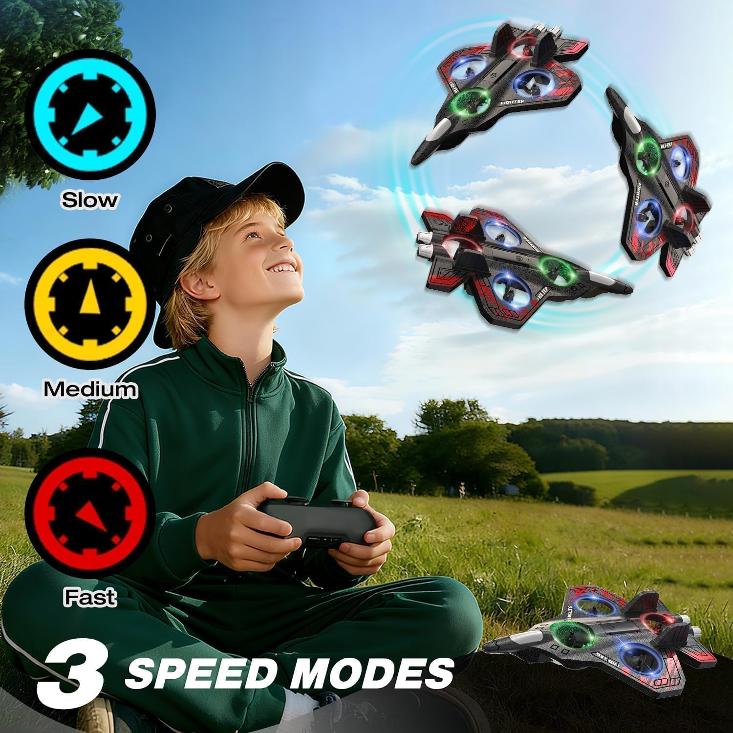 Fighter Jet RC Plane, 2.4GHz Foam Remote Control Toy Airplane