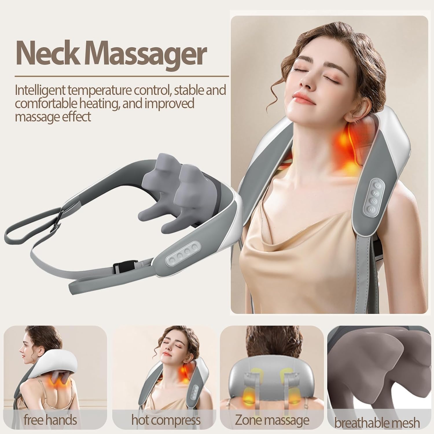Neck Massager for Cervical Pain Relief / Electric Deep Tissue Shiatsu with Infrared Heat Therapy 5D Kneading Massage Machine for Full Body Relax,Neck,Muscles,Back,Shoulder,Legs