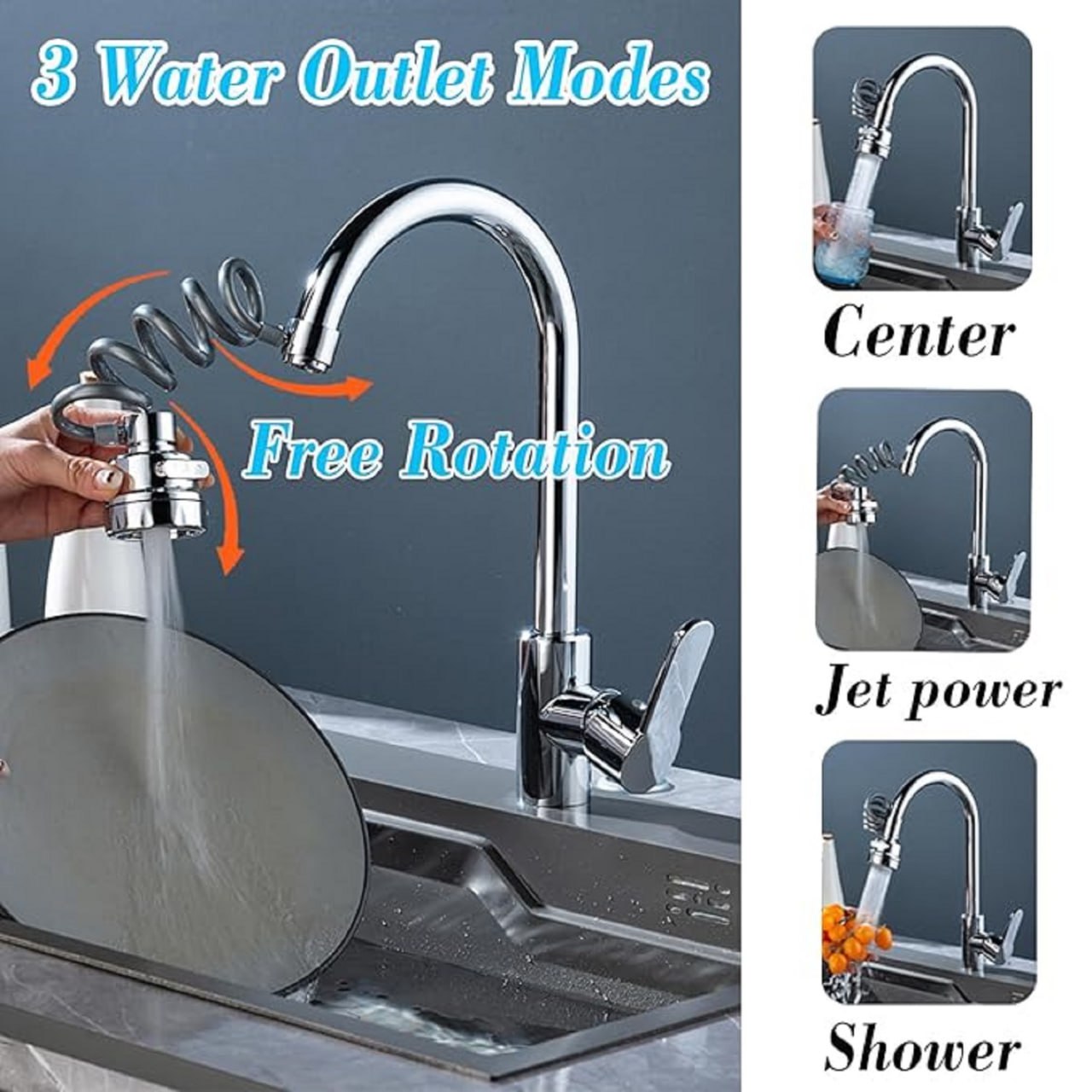 360 degree rotating kitchen tap