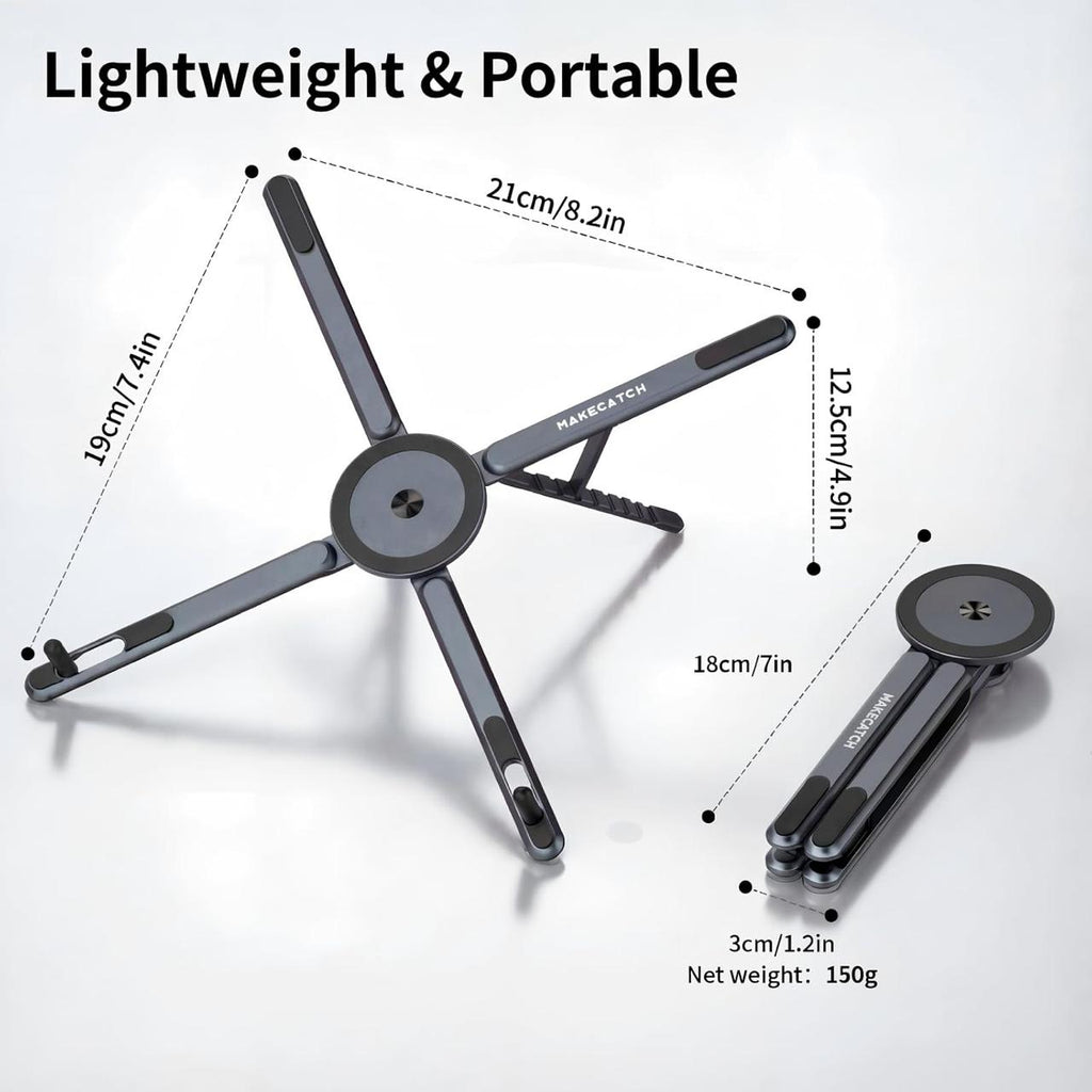 Magnetic 3-in-1 Portable Aluminum Alloy Adjustable Phone, Laptop, Tablet Stand