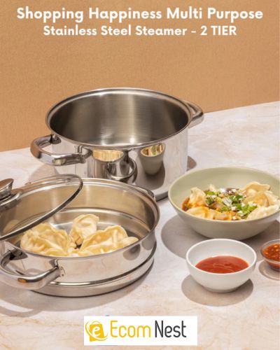 Stainless Steel Steamer- 2 Tier | Vegetable Steamer| Khandvi/Modak/Momo Maker | Gas Stove and Induction Friendly