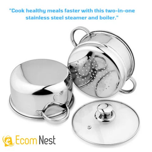 Stainless Steel Steamer- 2 Tier | Vegetable Steamer| Khandvi/Modak/Momo Maker | Gas Stove and Induction Friendly