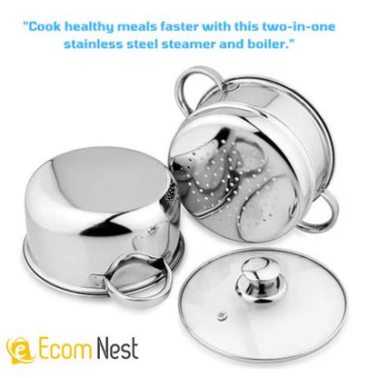 Stainless Steel Steamer- 2 Tier | Vegetable Steamer| Khandvi/Modak/Momo Maker | Gas Stove and Induction Friendly