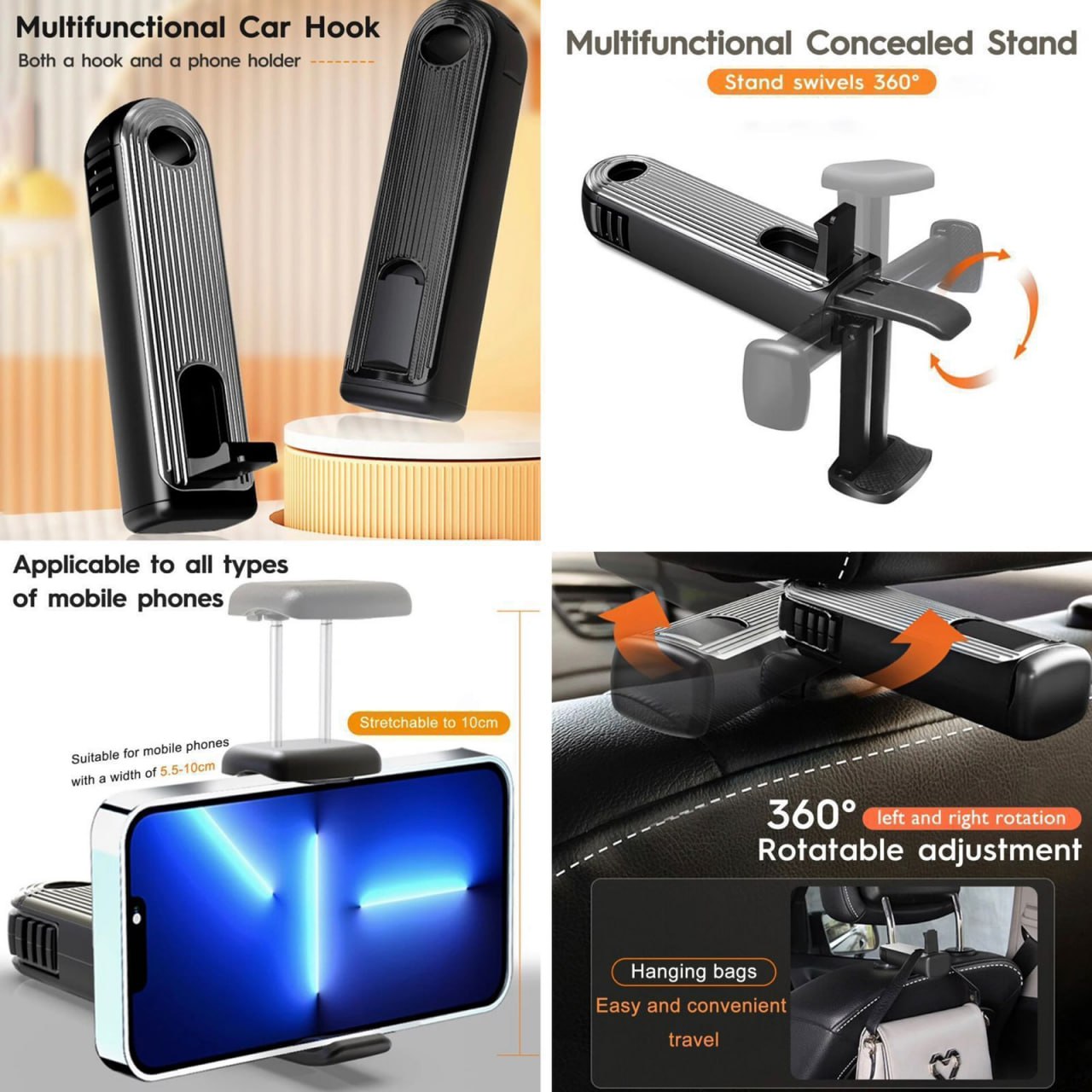 Multifunctional car hook ( Pack of 1 )