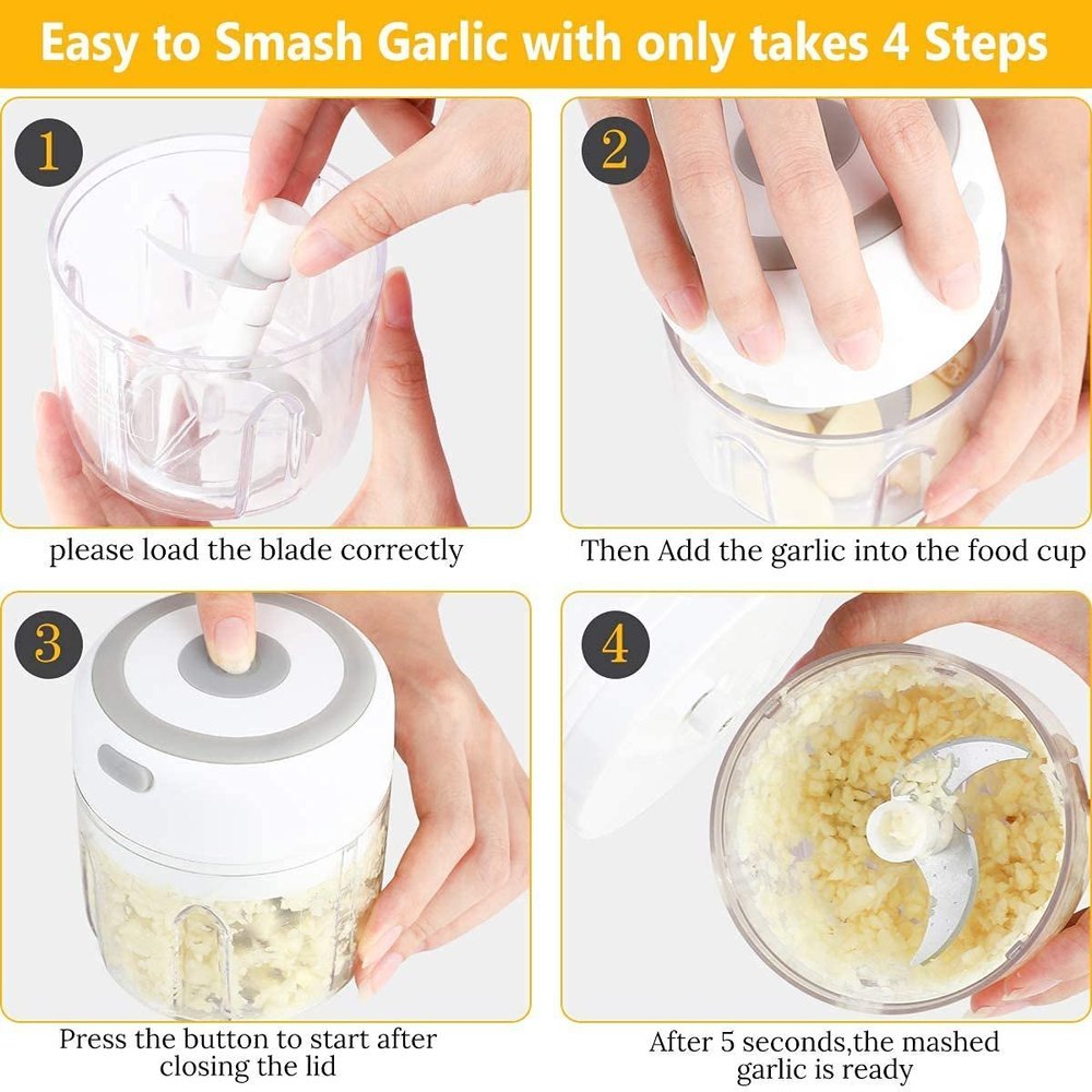 ECOMNEST's Mini Electric Chopper Effortless One-Touch Operation & 250ml Capacity Electric Vegetable & Fruit Chopper  (1 Pack of Chopper)