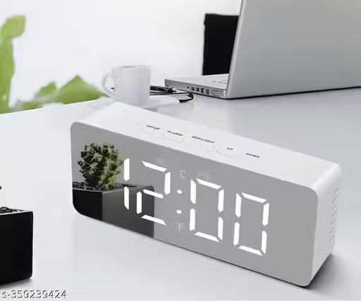 Digital Alarm Clock, LED Display Clock Best Makeup Bedroom Mirror Travel Alarm Office Bedroom Clock, Alarm Clock with Snooze, Dimmer Control, Support Battery Powered