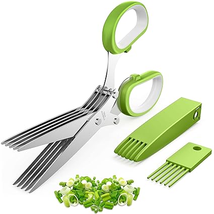 ECOMNEST'S EcoChop Professional Herb Shears with Brush.