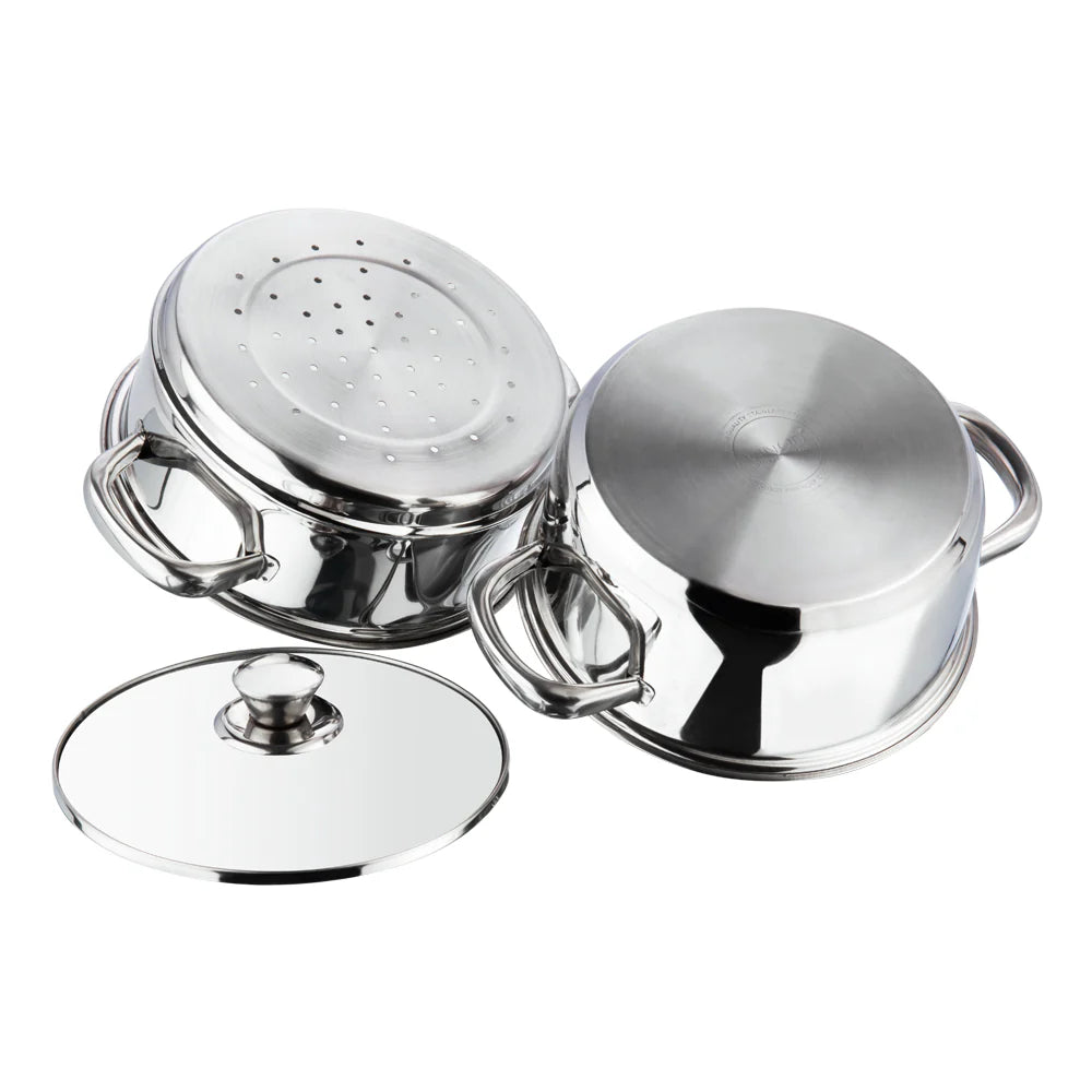 Stainless Steel Steamer- 2 Tier | Vegetable Steamer| Khandvi/Modak/Momo Maker | Gas Stove and Induction Friendly