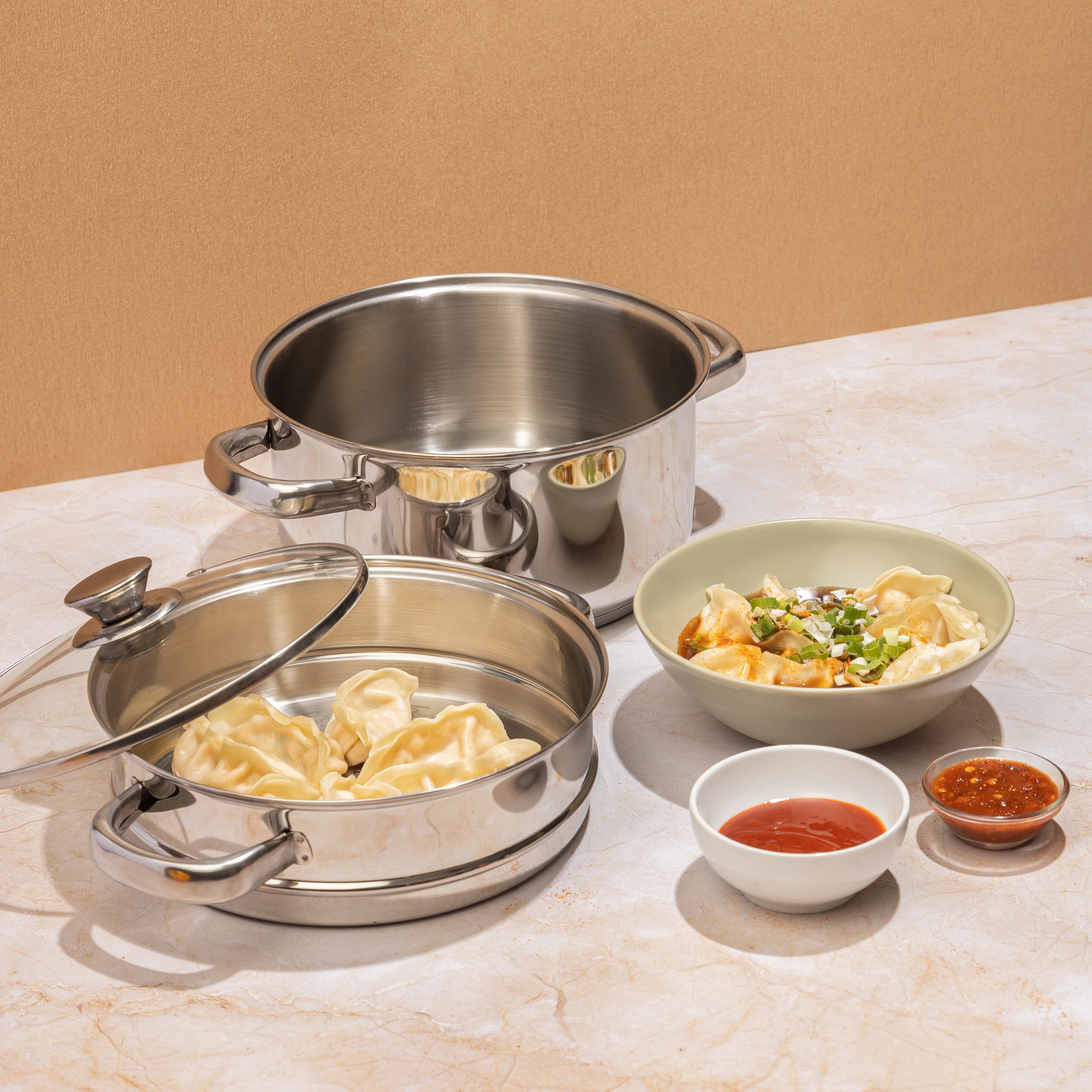 Stainless Steel Steamer- 2 Tier | Vegetable Steamer| Khandvi/Modak/Momo Maker | Gas Stove and Induction Friendly
