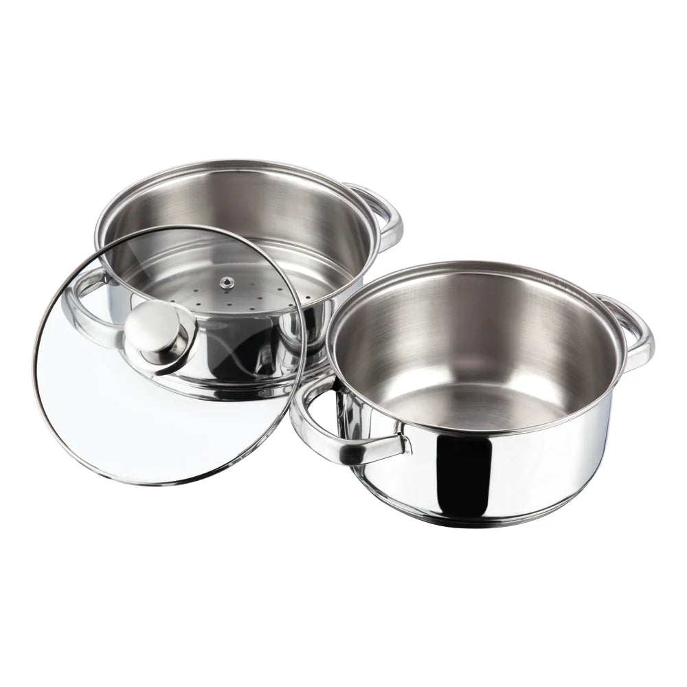 Stainless Steel Steamer- 2 Tier | Vegetable Steamer| Khandvi/Modak/Momo Maker | Gas Stove and Induction Friendly