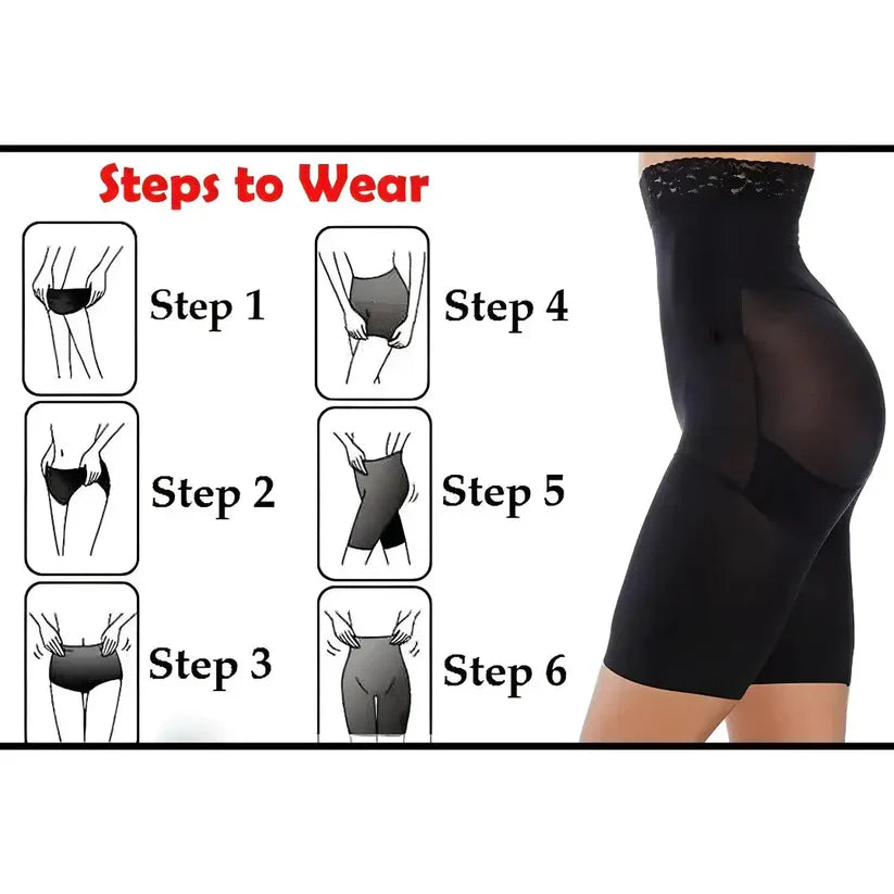 4-in-1 Shaper - Quick Slim Shape Wear Tummy, Back, Thighs, Hips - Black/Efffective Seamless Tummy Tucker