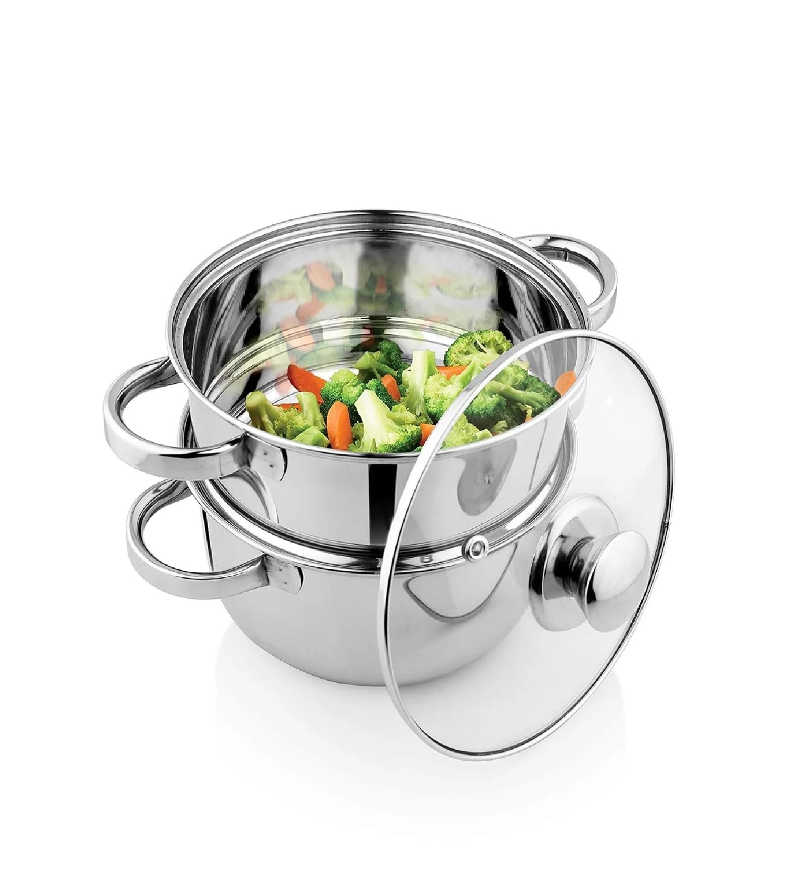 Stainless Steel Steamer- 2 Tier | Vegetable Steamer| Khandvi/Modak/Momo Maker | Gas Stove and Induction Friendly