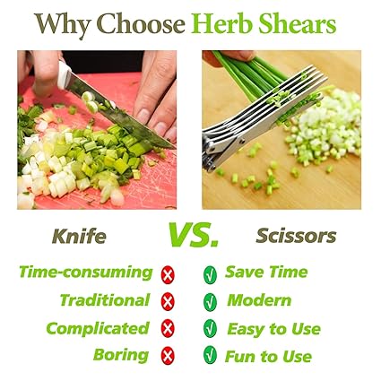 ECOMNEST'S EcoChop Professional Herb Shears with Brush.