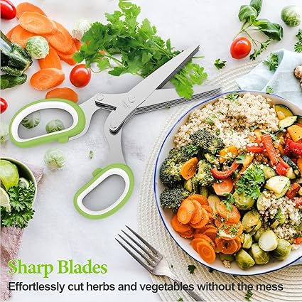 ECOMNEST'S EcoChop Professional Herb Shears with Brush.