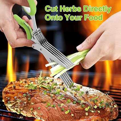 ECOMNEST'S EcoChop Professional Herb Shears with Brush.