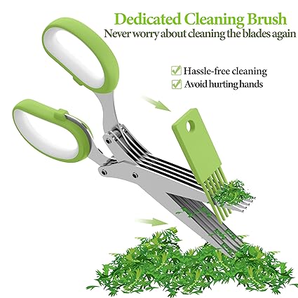 ECOMNEST'S EcoChop Professional Herb Shears with Brush.