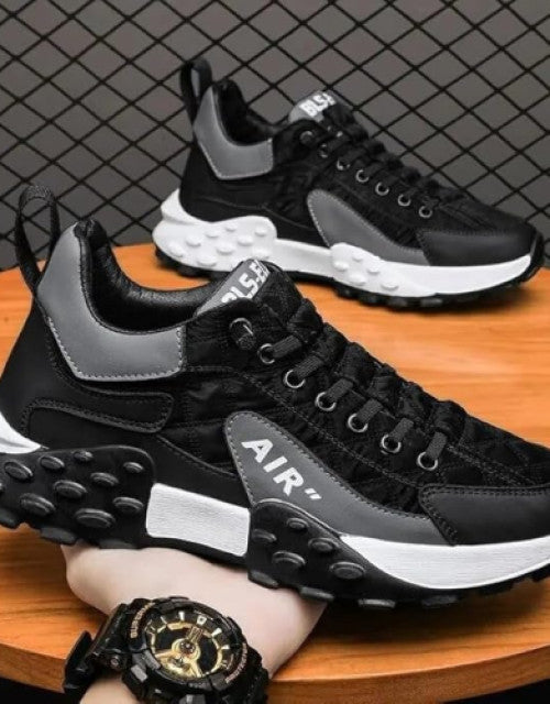 Men's Light Weight Mid Top Platform Fashion Synthetic Leather Sneakers