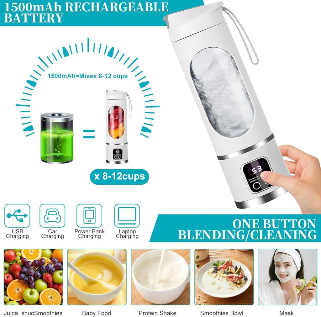 ECOMNEST'S Smoothie Mini Personal Juicer 10 Blades 3 Gears With 1500 Mah Rechargeable Battery