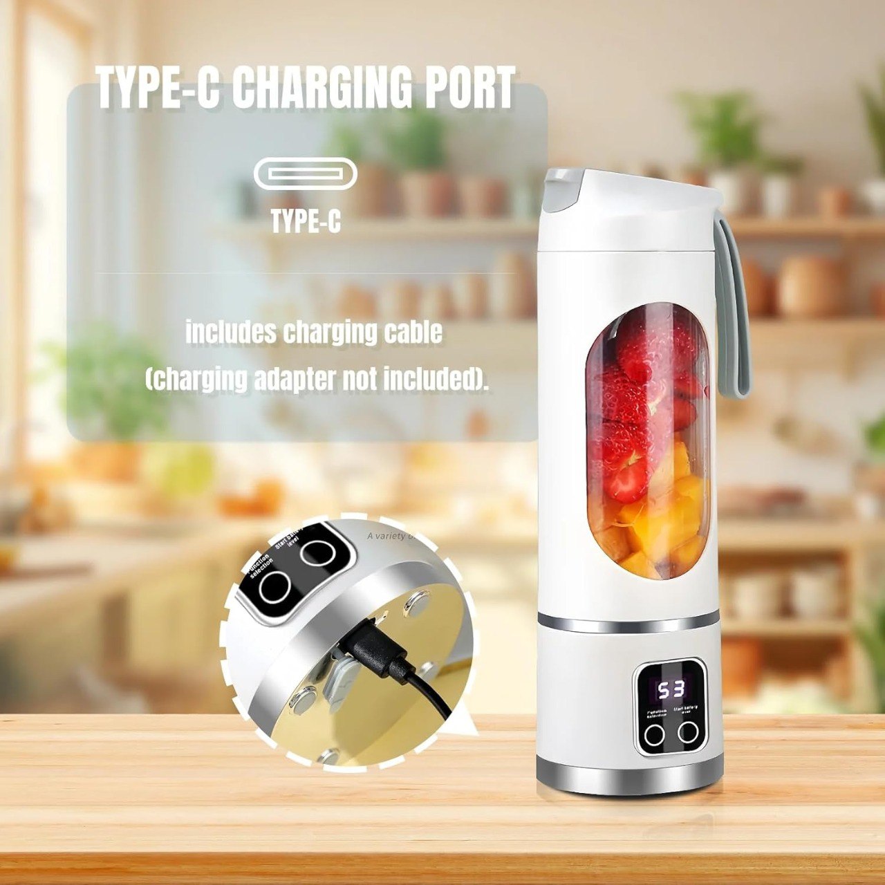 ECOMNEST'S Smoothie Mini Personal Juicer 10 Blades 3 Gears With 1500 Mah Rechargeable Battery