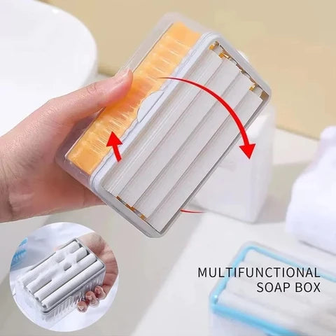 2-in-1 Portable Soap Dish & Soap Dispenser with Roller and Drain Holes