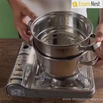 Stainless Steel Steamer- 2 Tier | Vegetable Steamer| Khandvi/Modak/Momo Maker | Gas Stove and Induction Friendly
