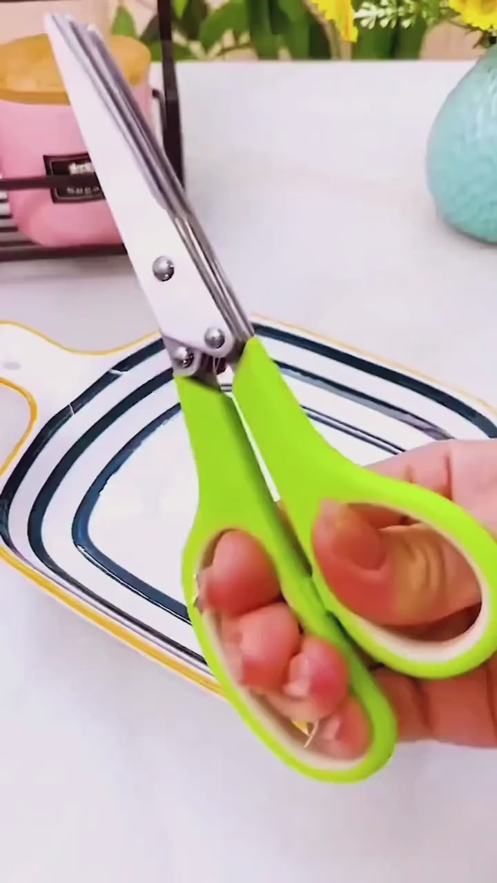 ECOMNEST'S EcoChop Professional Herb Shears with Brush.