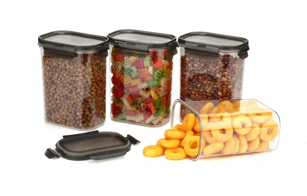 Plastic Grocery Container - 1100 ml  (Pack of 6, Black)