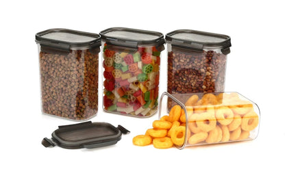 Plastic Grocery Container - 1100 ml  (Pack of 6, Black)