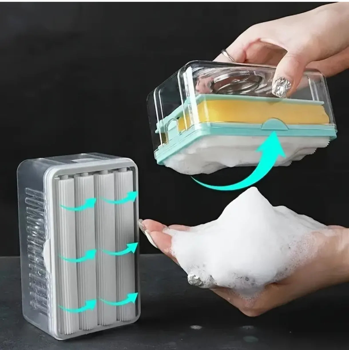 2-in-1 Portable Soap Dish & Soap Dispenser with Roller and Drain Holes