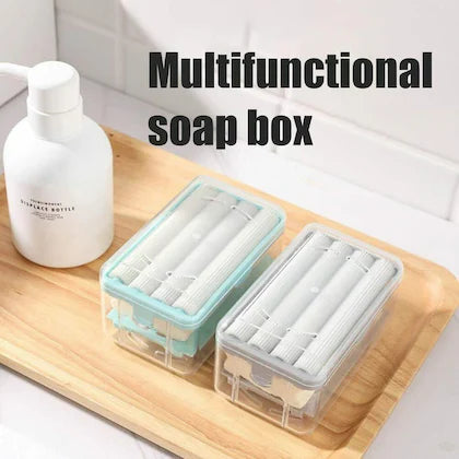 2-in-1 Portable Soap Dish & Soap Dispenser with Roller and Drain Holes